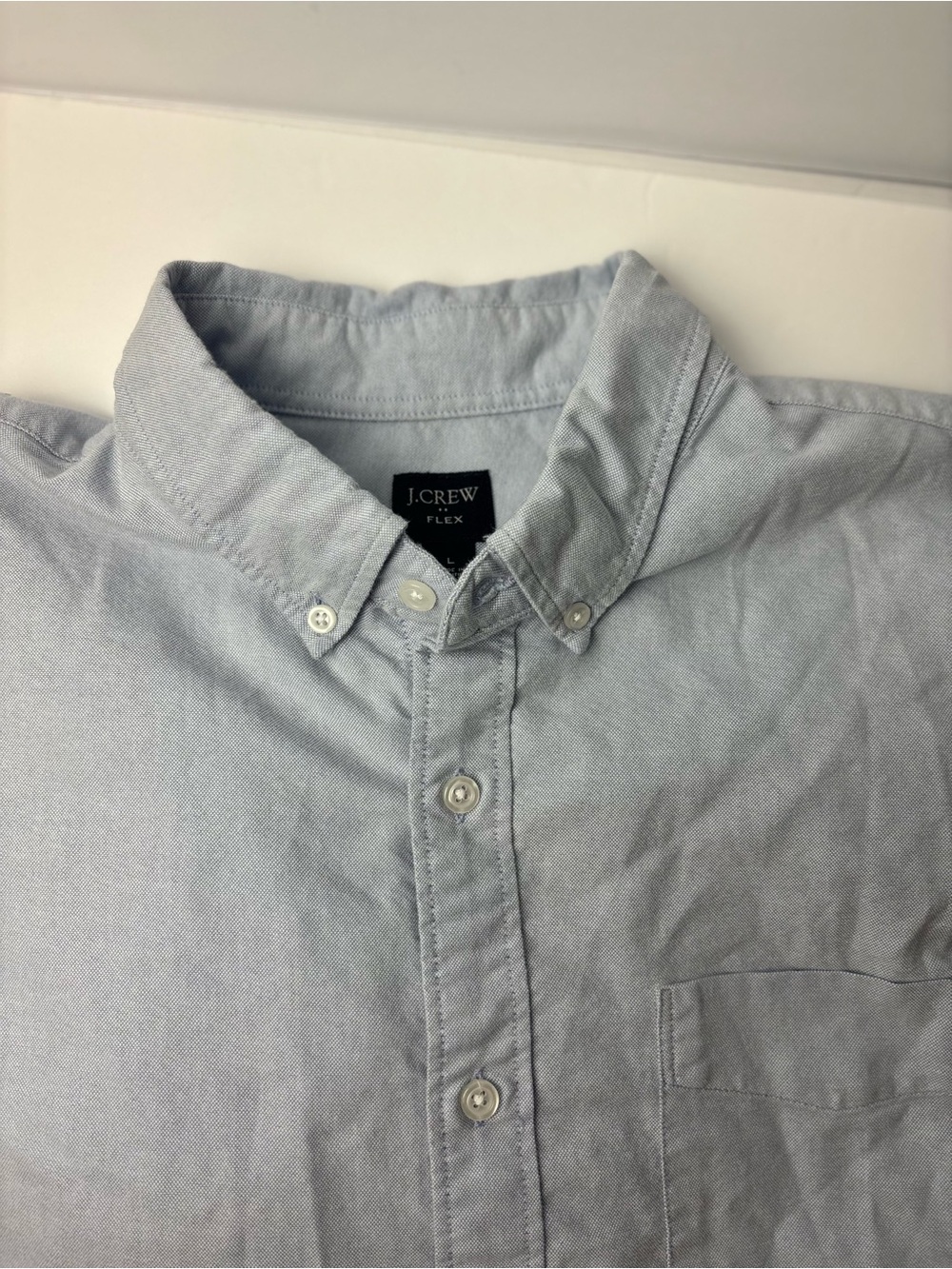 J. Crew Flex Pale Blue Button-Down Oxford Shirt L 100% cotton
